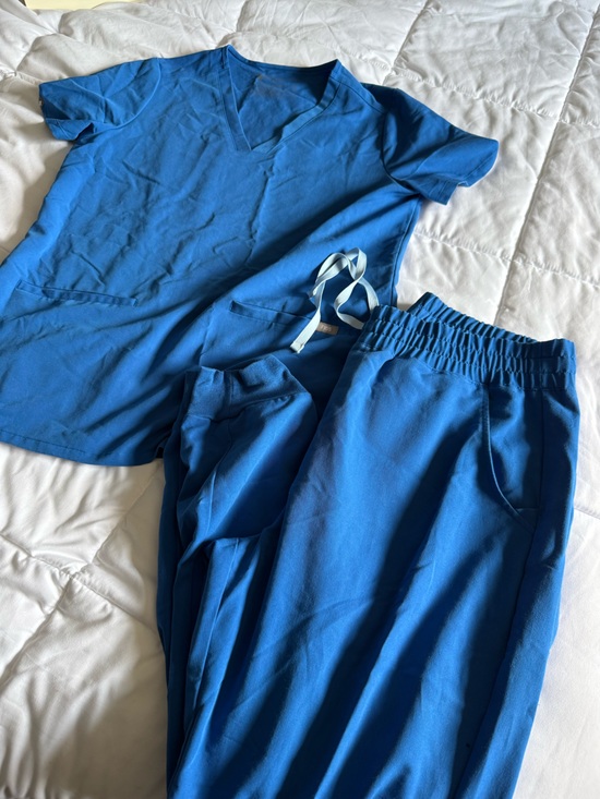 Figs Pants - Figs Royal Blue Medical 3 Pocket Top and Jogger Bottoms- Solid Blue